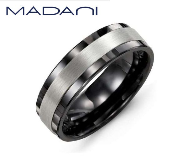 JONC HOMME 10K BL. CERAM. CONFORT FIT